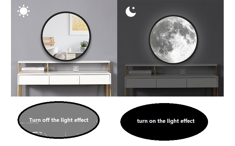 Decorative lunar Moon phase glass mirror light for home wall hanging or table mirror lamp03